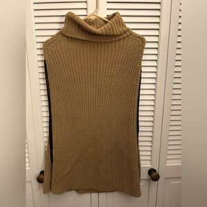 Ann Taylor Camel Cowl Neck Sweater. Sleeveless with adjustable zipper sides.